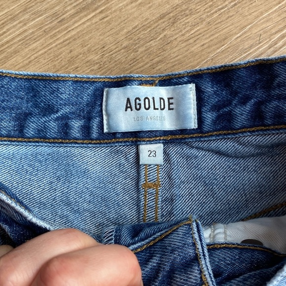Agolde Dee Ultra High Rise Denim Distressed Blue Jean Shorts size 23 - Picture 6 of 16
